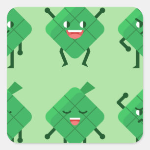 kawaii Ketupat Vierkante Sticker