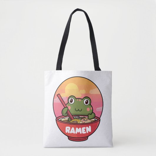 Kawaii kikker eet ramen draagtas (Voorkant)