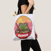 Kawaii kikker eet ramen draagtas (Dichtbij)