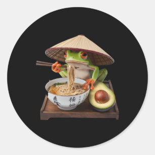 Kawaii Kikker Eten Ramen Japanse Noodles Ronde Sticker