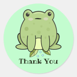 Kawaii Kikker Groen Pastel Bedankt Ronde Sticker