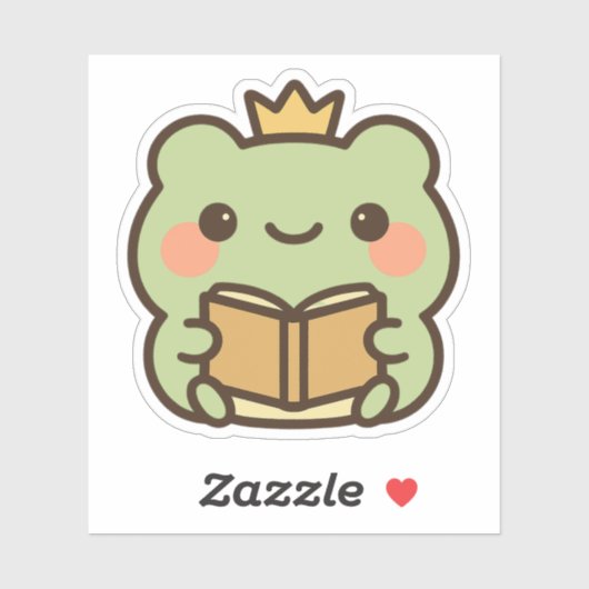 Kawaii Kikker Het lezen van een boek Sticker (Vel)