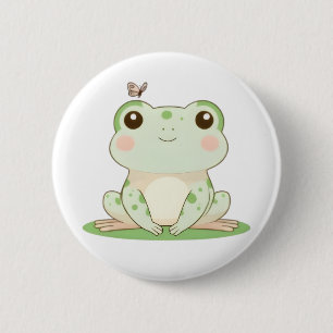 Kawaii kikker met vlinder Cute natuur ontwerp Ronde Button 5,7 Cm