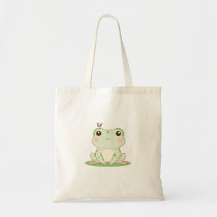 Kawaii kikker met vlinder Cute natuur ontwerp Tote Bag