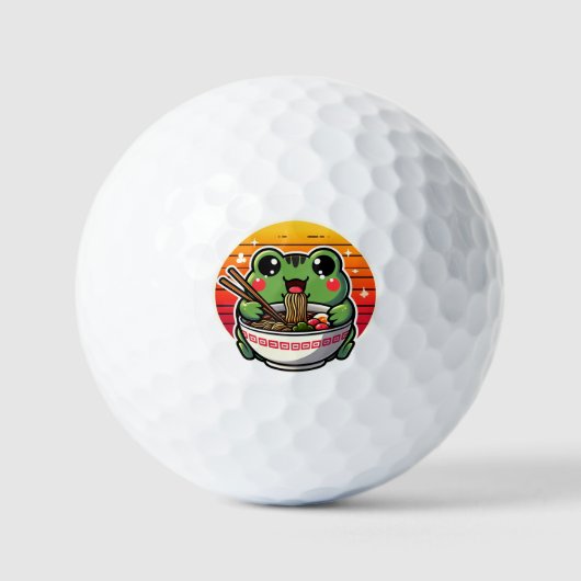 Kawaii Kikker Slurping Ramen Noodles Kleurrijke An Golfballen (Voorkant)