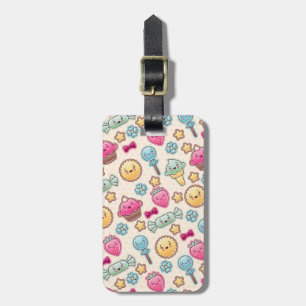 Kawaii-kinderpatroon met schattige doedels bagagelabel