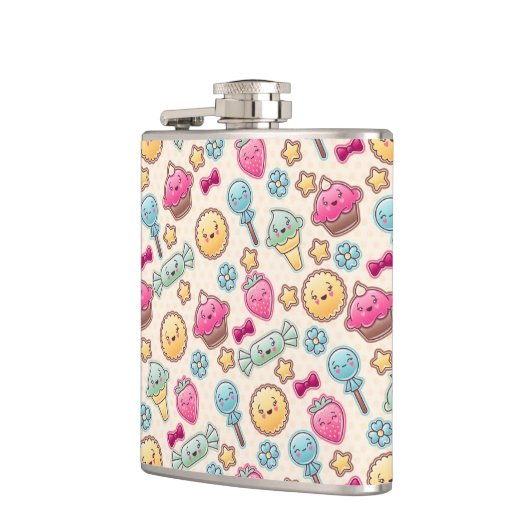 Kawaii-kinderpatroon met schattige doedels heupfles (Links)