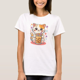 Kawaii Kitten Bubble Tea – Schattigee Calico Cat B T-shirt