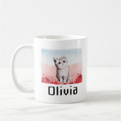 Kawaii Kitten Nom personnalisé de la fille Mug ros (Gauche)