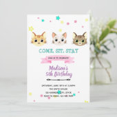 Kawaii kitty cat Birthday Invitation Kaart (Staand voorkant)