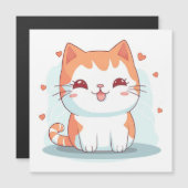Kawaii Kitty Cat Chibi Magnetische Uitnodiging (Voorkant / Achterkant)