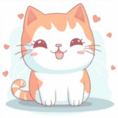 Kawaii Kitty Cat Chibi Sticker (Voorkant)