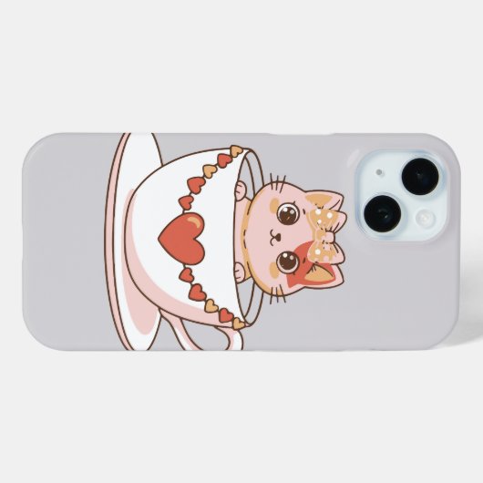 Kawaii Kitty in a Teacup Case-Mate iPhone Case (Achterkant (horizontaal))