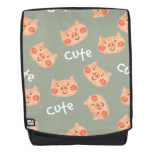 Kawaii kletst een gelukkige kleine piggy. rugtassen