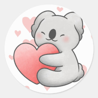 Kawaii Koala Hugging Heart heerlijk Ronde Sticker