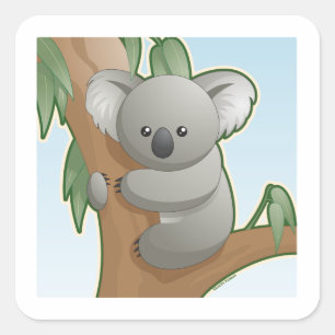 Kawaii Koala Vierkante Sticker