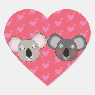 Kawaii koalas en amour autocollant