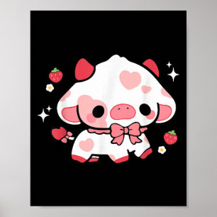 Kawaii Koe Aardbei Schattigee Esthetische Anime Gi Poster