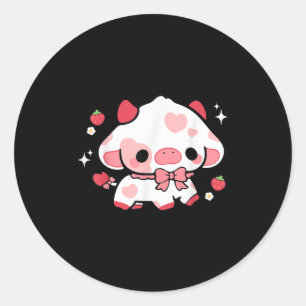 Kawaii Koe Aardbei Schattigee Esthetische Anime Gi Ronde Sticker