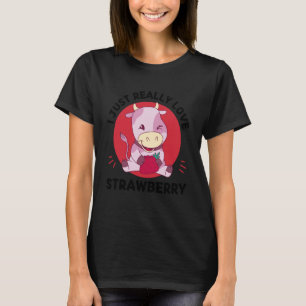 Kawaii Koe Ik Hou Echt Van Aardbei Fruit Liefde T-shirt