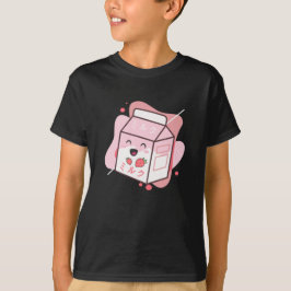 Kawaii Koe Retro Japanse aardbeienmelk T-shirt