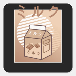 Kawaii Koe Retro Japanse Chocolate Milk Koeien Vierkante Sticker