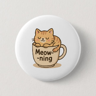 Kawaii Koffie Kat Ronde Button 5,7 Cm
