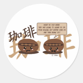 Kawaii koffiebonen ronde sticker