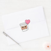 Kawaii koffiekopje met hart vierkante sticker (Envelop)