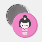 Kawaii Kokeshi - Aimant rose (Recto/Verso)