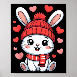 Kawaii Konijn Valentijnsdag Harten Winter Sjaal Poster