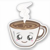 Kawaii Kopje koffie Sticker (Voorkant)