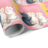 Kawaii kunst katten en muizen cadeaupapier (Rol Hoek)
