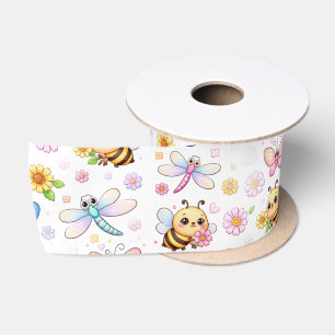 Kawaii-kunst van bijen, libellen en vlinders lint