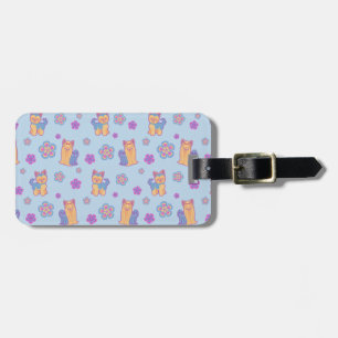 Kawaii lange en korte harige Yorkie Cartoon Honden Bagagelabel