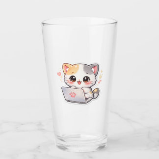 Kawaii Laptop Kat Glas | Schattige Chibi Kitty Dri