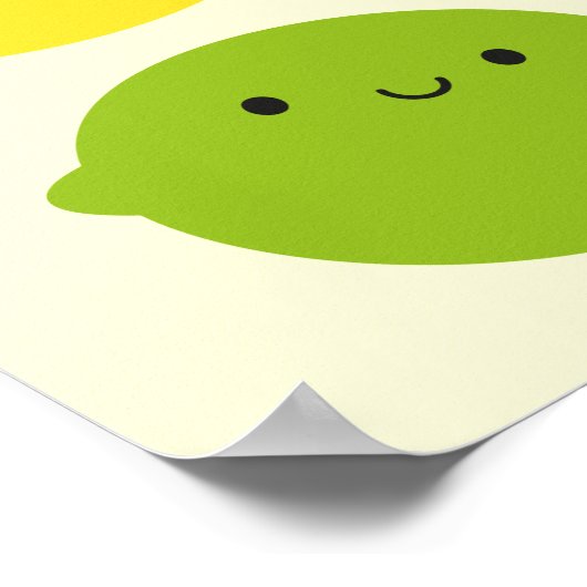 Kawaii Lemon en Limoen Poster (Hoek)