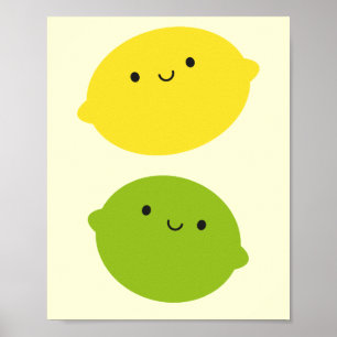 Kawaii Lemon en Limoen Poster