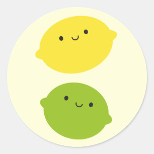 Kawaii Lemon en Limoen Ronde Sticker