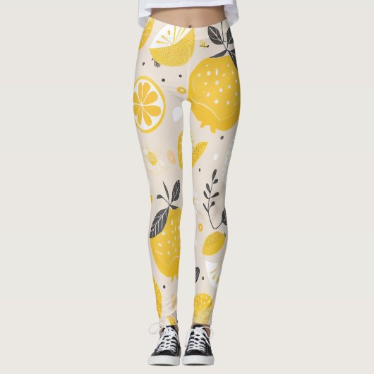 Kawaii Lemon Pattern Leggings (Voorkant)