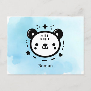 Kawaii Leuk Beer Gezicht - Kawaii Minimalist Line Briefkaart
