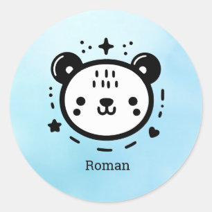 Kawaii Leuk Beer Gezicht - Kawaii Minimalist Line Ronde Sticker