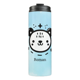 Kawaii Leuk Beer Gezicht - Kawaii Minimalist Line  Thermosbeker
