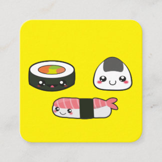 Kawaii, leuk en grappig Sushi mooshie Vierkante Visitekaartje
