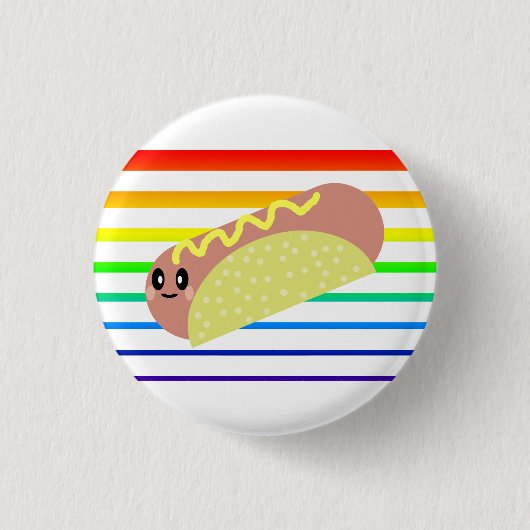 Kawaii Leuke HotDog Rainbow Stripes Pin Button (Voorkant)