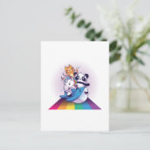 Kawaii LGBT Dier Eenhoorn Panda Kat Haai Regenboog Briefkaart (Staand voorkant)