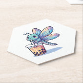 Kawaii libellen Bubble Tea Boba libellen Kartonnen Onderzetters (Schuin)