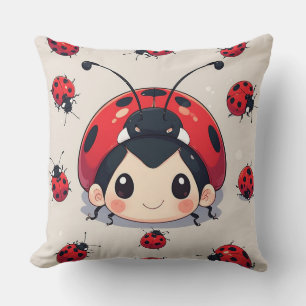 Kawaii Lieveheersbeestje Kind Whimsical Cartoon Ki Kussen