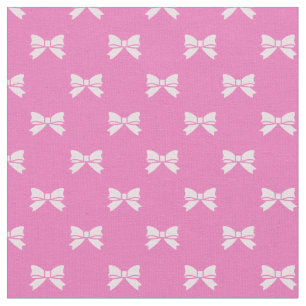Kawaii Light Pink Bows op Dark Pink Stof