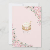 Kawaii Little Dumpling Cherry Blossoms Baby shower Kaart (Achterkant)
